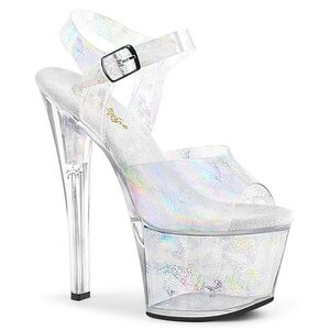 Pleaser Silver Holographic Platform Heels